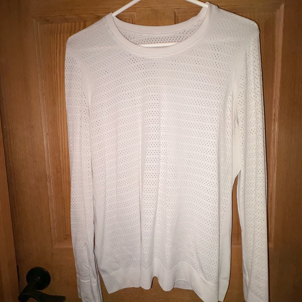 Lululemon White Perforated Long Sleeve – Seamless Mesh Training Top (No Tag)